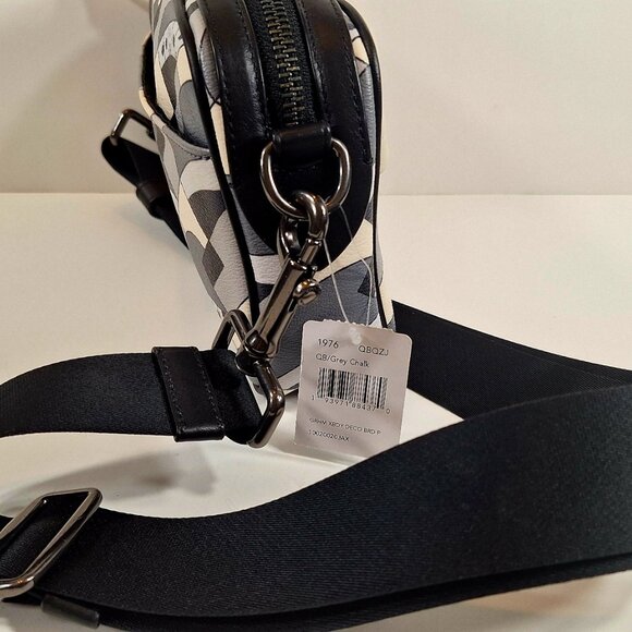 RARE Gray Coach Graham Art Deco Print Leather Crossbody NWT- *FLAW, READ* - Picture 4 of 8